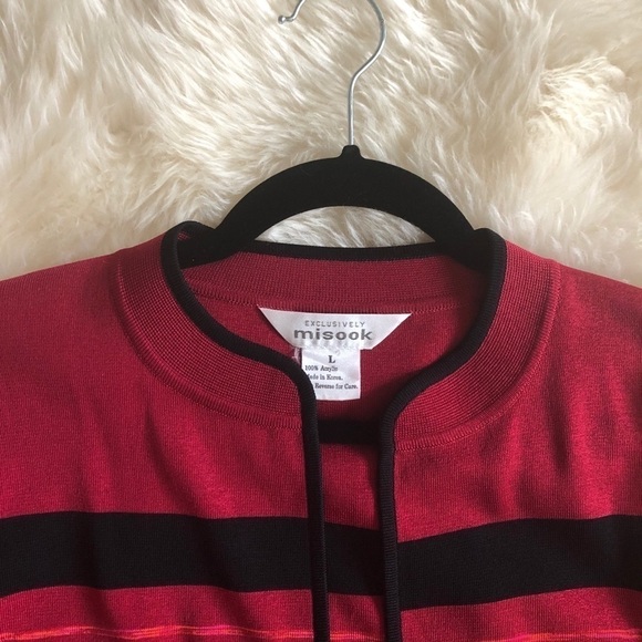 Misook Knit Open Front Cardigan Sweater Stripe L - Picture 3 of 6